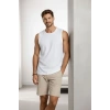Erkek Flamlı Kumaş Sıfır Kolsuz Atlet Basic Spor Üst, Günlük Ve Fitness Kullanımına Uygun - Beyaz