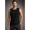 Erkek Flamlı Kumaş Sıfır Kolsuz Atlet Basic Spor Üst, Günlük Ve Fitness Kullanımına Uygun - Siyah