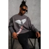 Erkek Güvercin Baskılı Sweatshirt - Gri