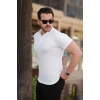 Erkek Hakim Yaka Dokuma Pamuklu Kumaş Kısa Kollu T-shirt