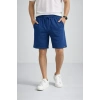 Erkek Otoban Dokuma Şort Beli Lastikli Bağcıklı, Cepli, Rahat Kesim Günlük Yazlık Şort - İndigo