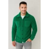 Erkek Pelüş Polar Hırka Gömlek – Yakalı, İlik Düğmeli, Göğüs Cepli, Yumuşak Dokulu Kışlık Regular Fit Rahat Günlük Model - Çimen Yeşili