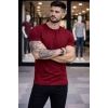 Erkek T-Shirt Bisiklet Yaka Slim Fit Dar Kesim Likralı Tişört Günlük Basic Body - Bordo