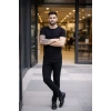Erkek T-Shirt Bisiklet Yaka Slim Fit Dar Kesim Likralı Tişört Günlük Basic Body - Siyah