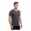 Erkek T-Shirt V Yaka Slim Fit Dar Kesim Likralı Tişört Günlük Basic Body - Füme