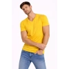 Erkek T-Shirt V Yaka Slim Fit Dar Kesim Likralı Tişört Günlük Basic Body - Limon