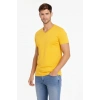 Erkek T-Shirt V Yaka Slim Fit Dar Kesim Likralı Tişört Günlük Basic Body - Limon