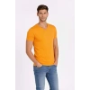 Erkek T-Shirt V Yaka Slim Fit Dar Kesim Likralı Tişört Günlük Basic Body - Sarı
