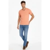 Erkek T-Shirt V Yaka Slim Fit Dar Kesim Likralı Tişört Günlük Basic Body - Toz Pembe