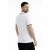 Erkek Triko Kumaş Yakalı Düğmesiz Açık Yaka Fitilli Kısa Kollu Regular Fit Tişört T-shirt - Beyaz