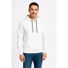 Erkek Üç İplik Kapüşonlu Kanguru Cepli SweatShirt Hoodie - Beyaz