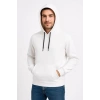 Erkek Üç İplik Kapüşonlu Kanguru Cepli SweatShirt Hoodie - Beyaz