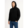 Erkek Üç İplik Kapüşonlu Kanguru Cepli SweatShirt Hoodie - Siyah
