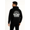 Erkek Üç İplik Kapüşonlu Ön Ve Arka Baskılı SweatShirt Hoodie - Siyah