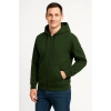 Erkek Üç İplik Kapüşonlu Tam Fermuarlı Kanguru Çepli SweatShirt Hoodie - Haki