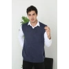 Erkek V Yaka Kolsuz Süveter Triko Kazak Yumuşak Dokulu Pamuklu Ince Dokuma Rahat Regular Kalıp - Lacivert