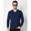 Erkek V Yaka Triko Kazak Yumuşak Dokulu Pamuklu Ince Dokuma, Uzun Kollu Rahat Regular Kalıp - Lacivert