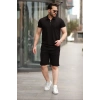 Erkek Yakalı Fermuarlı T-shirt şort Ikili Takım