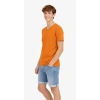Genç Erkek Çocuk V Yaka Tişört Yazlık Model Günlük Basic Body - Turuncu