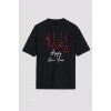 Happy New Year Baskılı T-shirt - Siyah