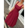 Kadın Askılı Kare Yakalı Uzun Ithal Krep Elbise