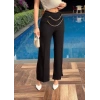 Kadın Beli Zincir Detay Ithal Krep Pantolon