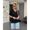 Kadın Kısa Kollu V Yaka Bluz