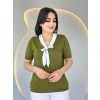 Kadın Kısa Kollu V Yaka Fular Detay Merserize Triko Bbluz