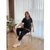 Kadın Kısa Kollu V Yakalı Iki Iplik Bluz Ve Pantolon Ikili Takım