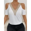 Kadın Omuzlardan Açık V Yakalı Viskon Bluz