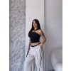 Kadın Toka Detay Halter Yaka Sandy Bluz