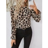 Kadın Uzun Kollu Arkadan Fiyonk Detaylı Leopar Desenli Süprem Bluz