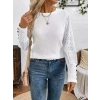 Kadın Uzun Kollu Bisiklet Yaka Kolları Tüllü Waffle Bluz