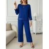 Kadın Uzun Kollu Bisiklet Yaka Pulpayetli Viskon Iki Iplik Bluz Ve Pantolon Ikili Takım