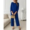 Kadın Uzun Kollu Bisiklet Yaka Pulpayetli Viskon Iki Iplik Bluz Ve Pantolon Ikili Takım