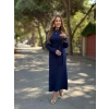Kadın Uzun Kollu Bisiklet Yaka Yandan Bağlamalı Uzun Modal Elbise