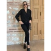 Kadın Uzun Kollu Dökümlü Kruvaze Yaka Kol Ucu Gipeli Sandy Bluz