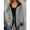 Kadın Uzun Kollu Kapşonlu çift Renkli şardonlu Iki Iplik Ceket