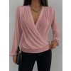 Kadın Uzun Kollu Kruvaze Yaka Sandy Bluz