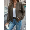 Kadın Uzun Kollu önden Fermuarlı Incili Kısa Modal Ceket
