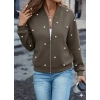 Kadın Uzun Kollu önden Fermuarlı Incili Kısa Modal Ceket