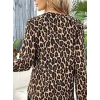 Kadın Uzun Kollu önden Fermuarlı Leopar Desenli Modal Bluz