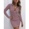 Kadın Uzun Kollu önden Fermuarlı Mini Kaşkorse Elbise
