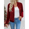 Kadın Uzun Kollu önü Açık Fermuarlı Pulpayetli Kadife Ceket