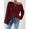 Kadın Uzun Kollu Tek Omuzu Açık Detaylı Triko Bluz