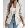 Kadın Uzun Kollu Truvakar Kol önden Düğmeli Cepli Dantelli Atlas Ceket