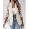 Kadın Uzun Kollu Truvakar Kol önden Düğmeli Cepli Dantelli Atlas Ceket