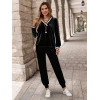 Kadın Uzun Kollu V Yaka Kadife Bluz Ve Pantolon Ikili Takım