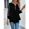 Kadın Uzun Kollu Yakadan Düğmeli Kolları Tül Detaylı Viskon Bluz