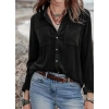 Kadın Uzun Kollu Yakalı önden Düğmeli Cep Detaylı Kadife Gömlek